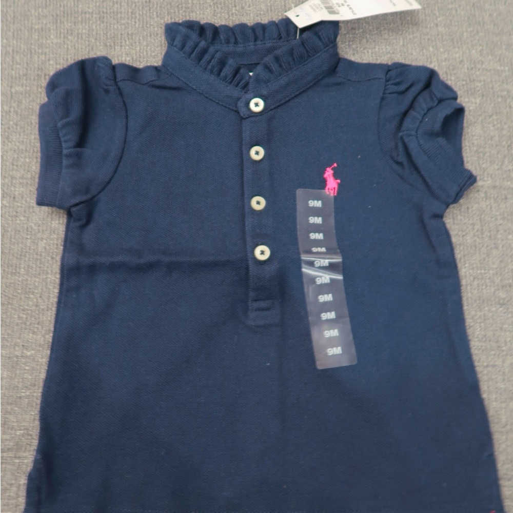 NWT Ralph Lauren Baby Girl Navy Polo Shirt 9M